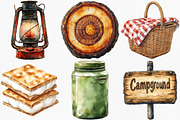 Vintage Retro Camping Clipart, an Illustration by Canvas Craft (Thumbnail 2 of 8)