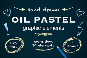 Oil pastel hand drawn elements