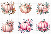 Fall Pink Floral Pumpkin Clipart, an Illustration by cherrydesign (Thumbnail 4 of 4)