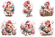 Floral Chicken Singing Farm Clipart, an Illustration by CraftArtStudio (Thumbnail 6 of 6)