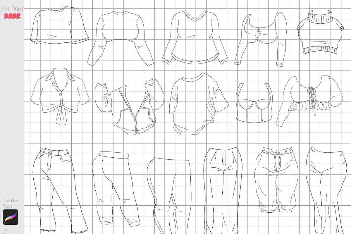 Procreate Plus Size Clothes Curved, a Brush Add-On by ArtPrintBabe (Photo 3 of 4)