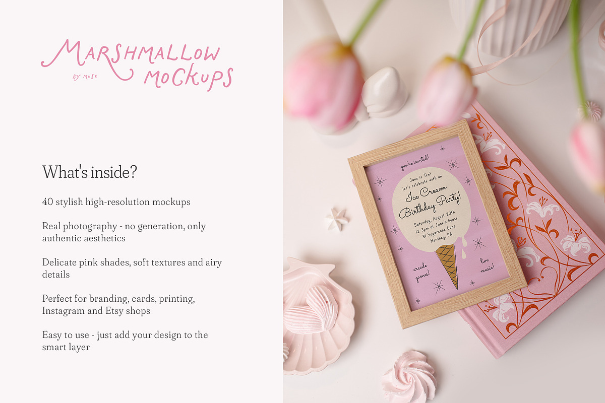 Marshmallow Frame & Card Mockups, a Product Mockup by Muse Mockups (Photo 5 of 13)