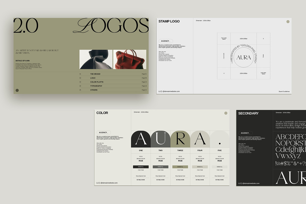 AURA Brand Guideline Presentation, a Presentation Template by GoldenPixelStudio (Photo 3 of 10)