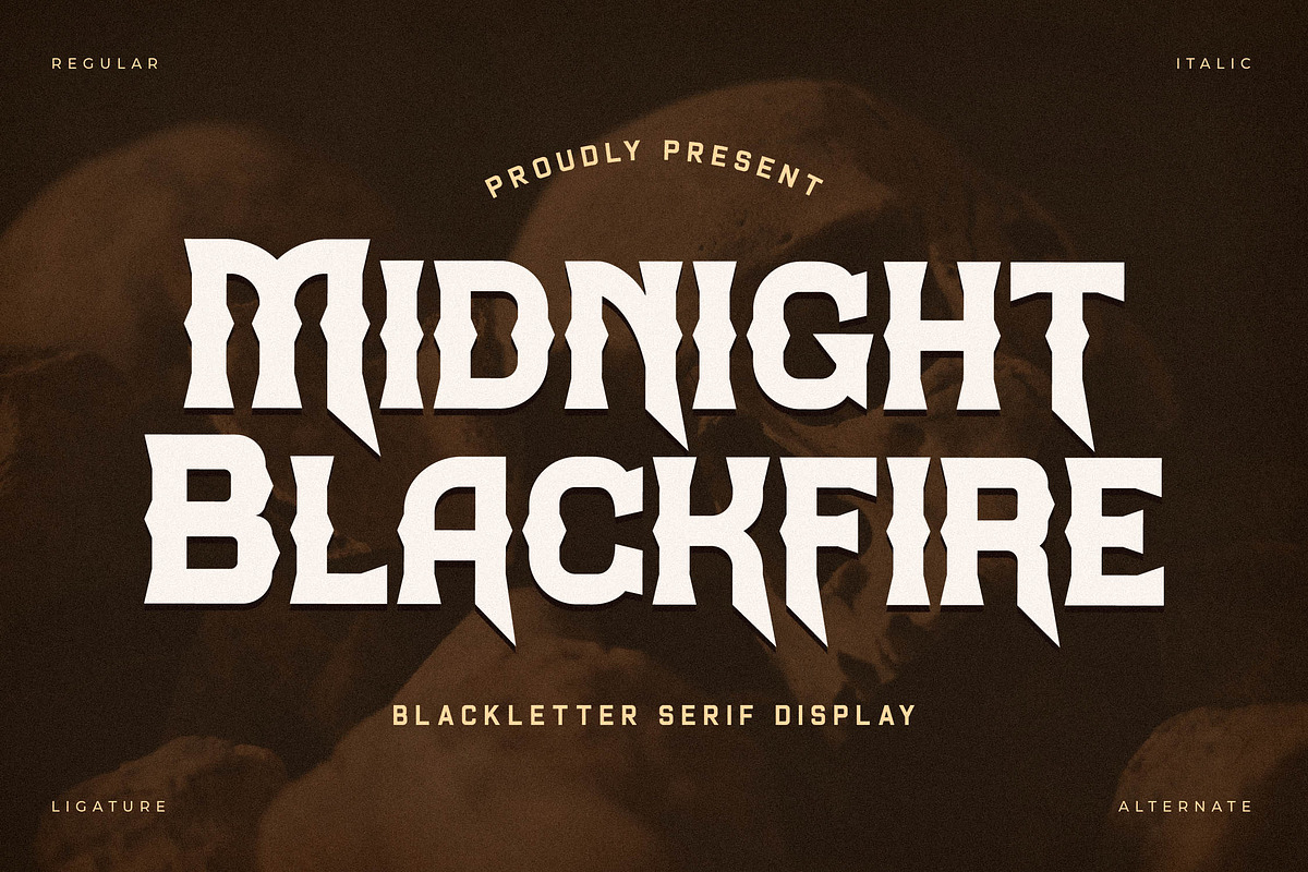 Midnight Blackfire, a Serif Font by Storytype Studio (Photo 1 of 15)