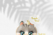 Princess kitten in blue dress, an Animal Illustration by Azuzlikus (Thumbnail 3 of 3)