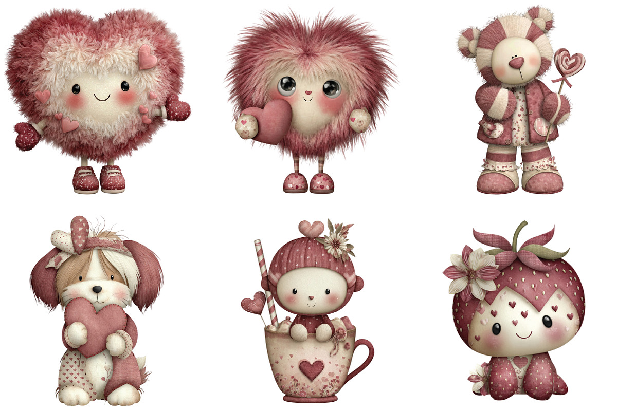 Kawaii Valentines Clipart, an Illustration by CraftArtStudio (Photo 2 of 6)