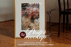 Large golden frame interior mockup