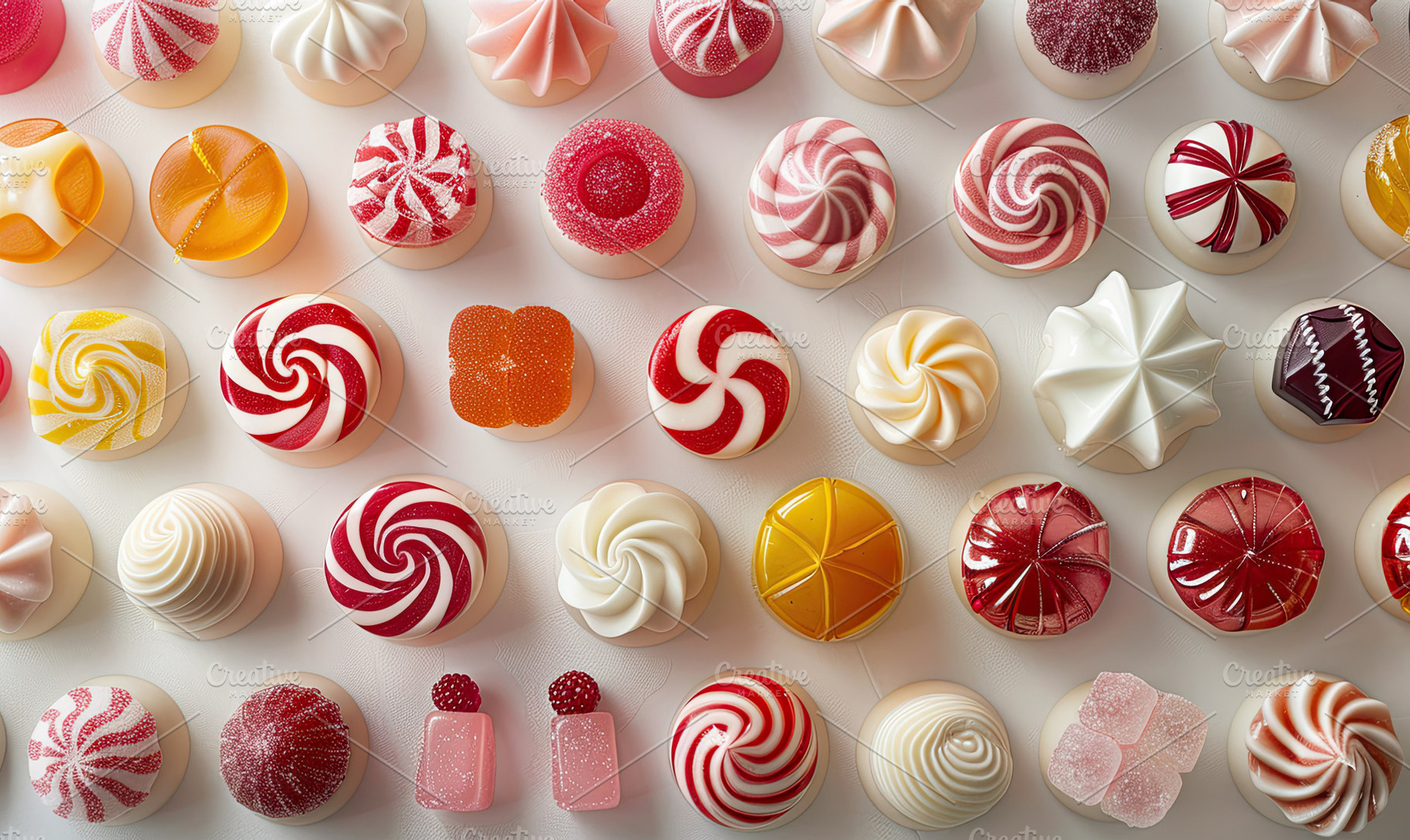 Candies forming a rainbow across a w, a Photo by LOGOCREATIVE