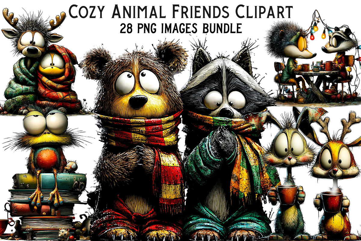 Cozy Animal Friends Clipart, an Illustration by Craft Nest (Photo 1 of 8)