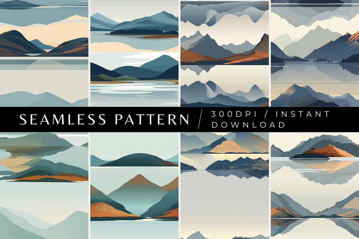 8 Serene Loch Seamless Patterns, a Pattern Graphic by Inknfolly (Photo 1 of 6)