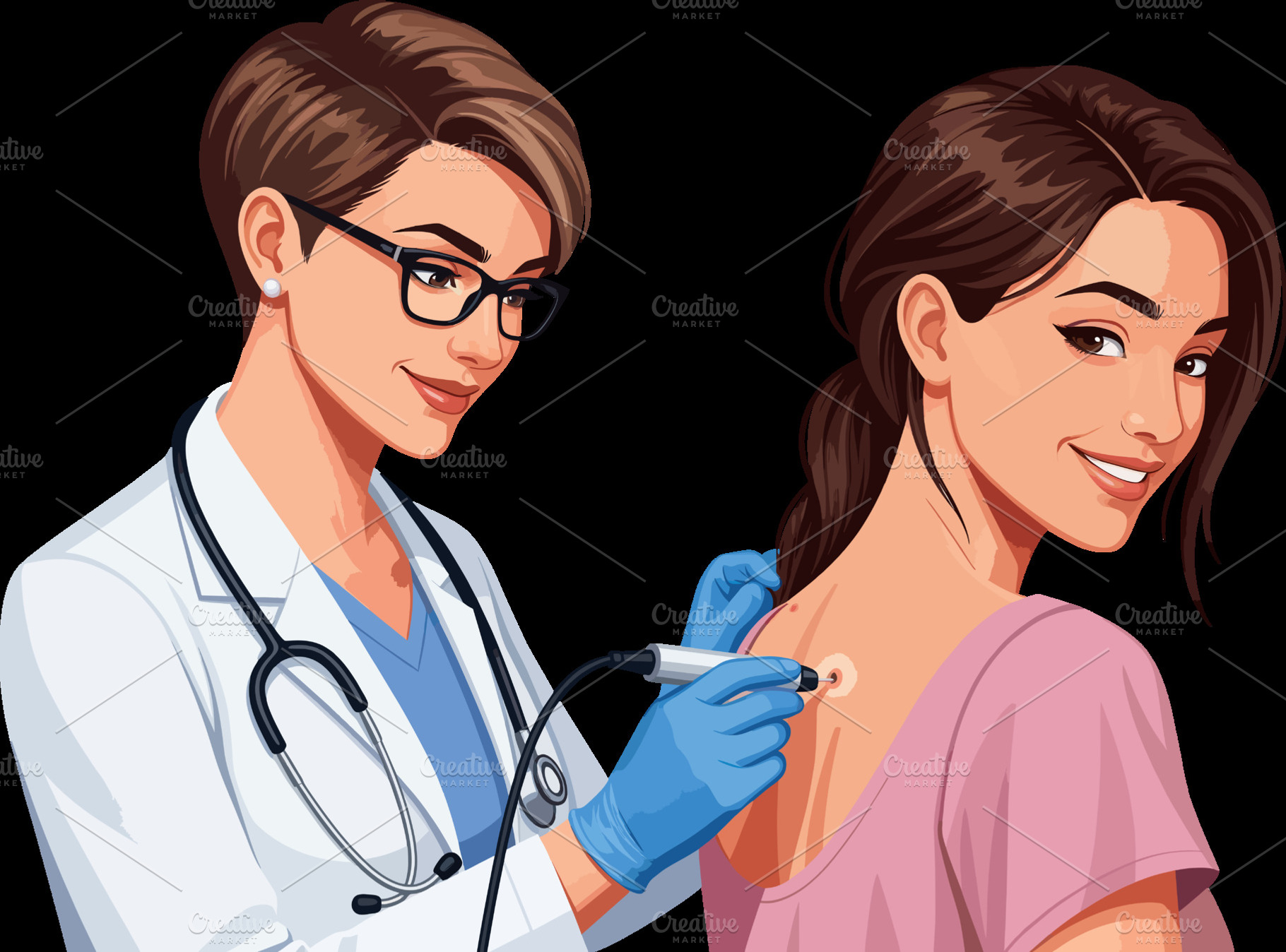 Dermatologist Treating a Skin Lesion, a Photo by angellodeco