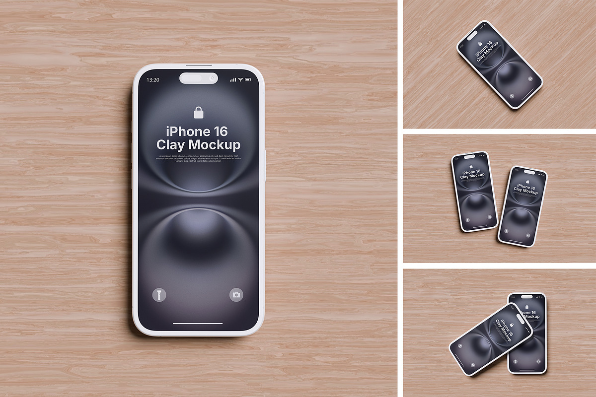 iPhone 16 Clay Mockup, an iPhone Mockup by swsi-studio (Photo 1 of 5)
