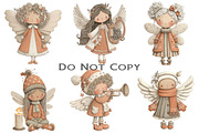 Whimsical Christmas Angel Clipart, an Illustration by Craft Nest (Thumbnail 9 of 9)