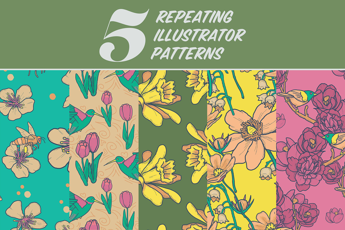 Retro Spring Flowers Bundle, an Animal Illustration by Phosphorus Design Co. (Photo 3 of 8)