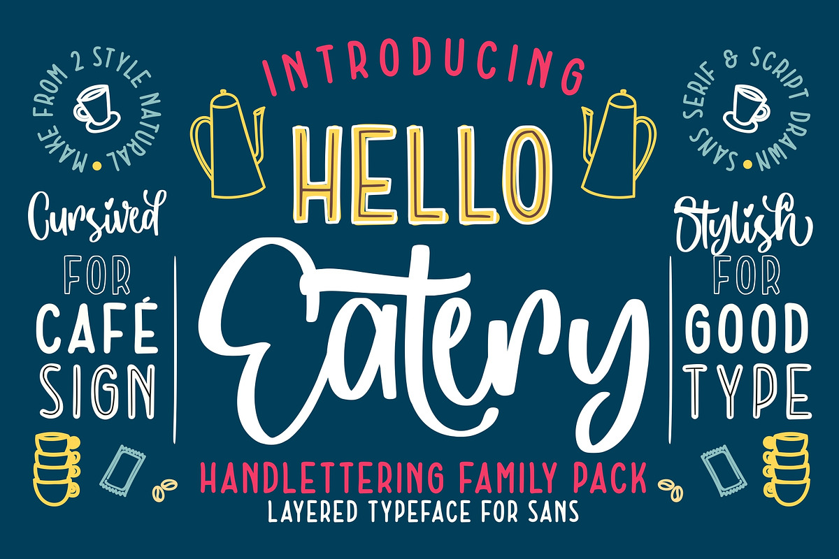 Hello Eatery - Handlettering Pack, a Font by Garisman Std (Photo 1 of 9)