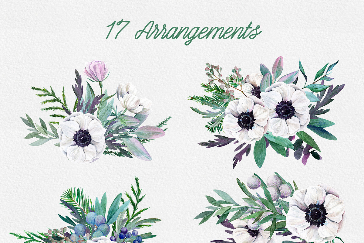 Winter wedding watercolor flowers, an Object Graphic by JSolomatina (Photo 3 of 10)