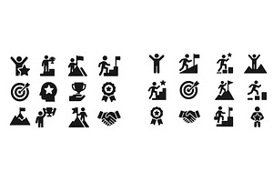 Various icons representing success, a Person Illustration by ZinetroN