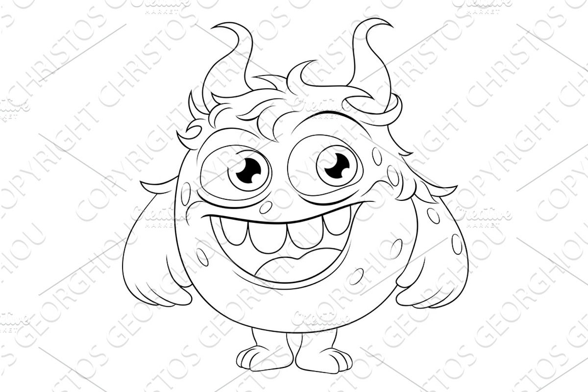 Monster Alien Cute Cartoon Funny, an Illustration by Christos Georghiou
