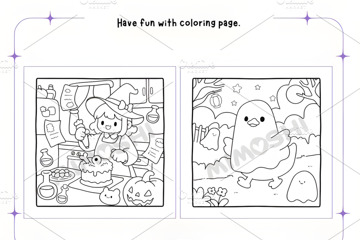 Spooky Hygge Halloween Coloring, a Seasonal Illustration by Coco Bloom (Photo 2 of 4)