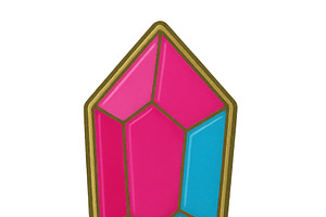 Enamel pin of geometric crystal shap, an Illustration by Dvoevnore photos