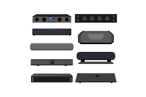 soundbar audio set cartoon vector, an Object Illustration by pikepicture