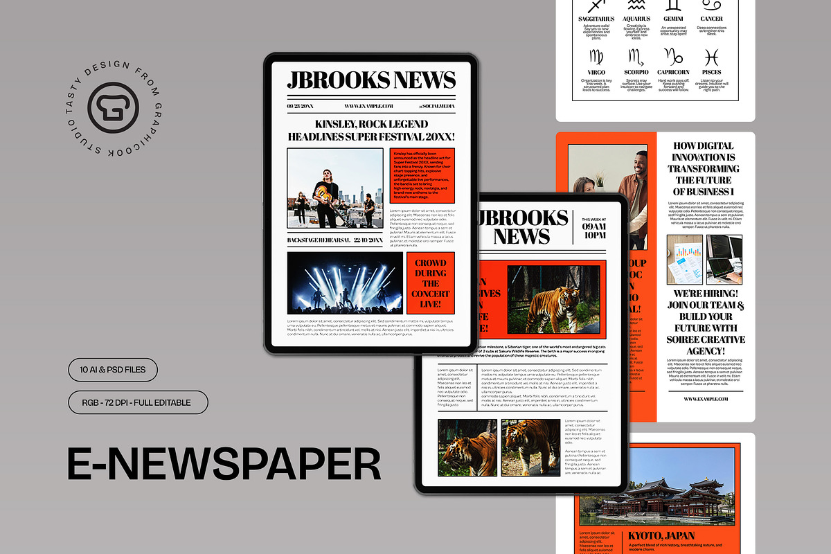White Orange Bold E-Newspaper, a Templates & Theme by graphicook (Photo 1 of 4)