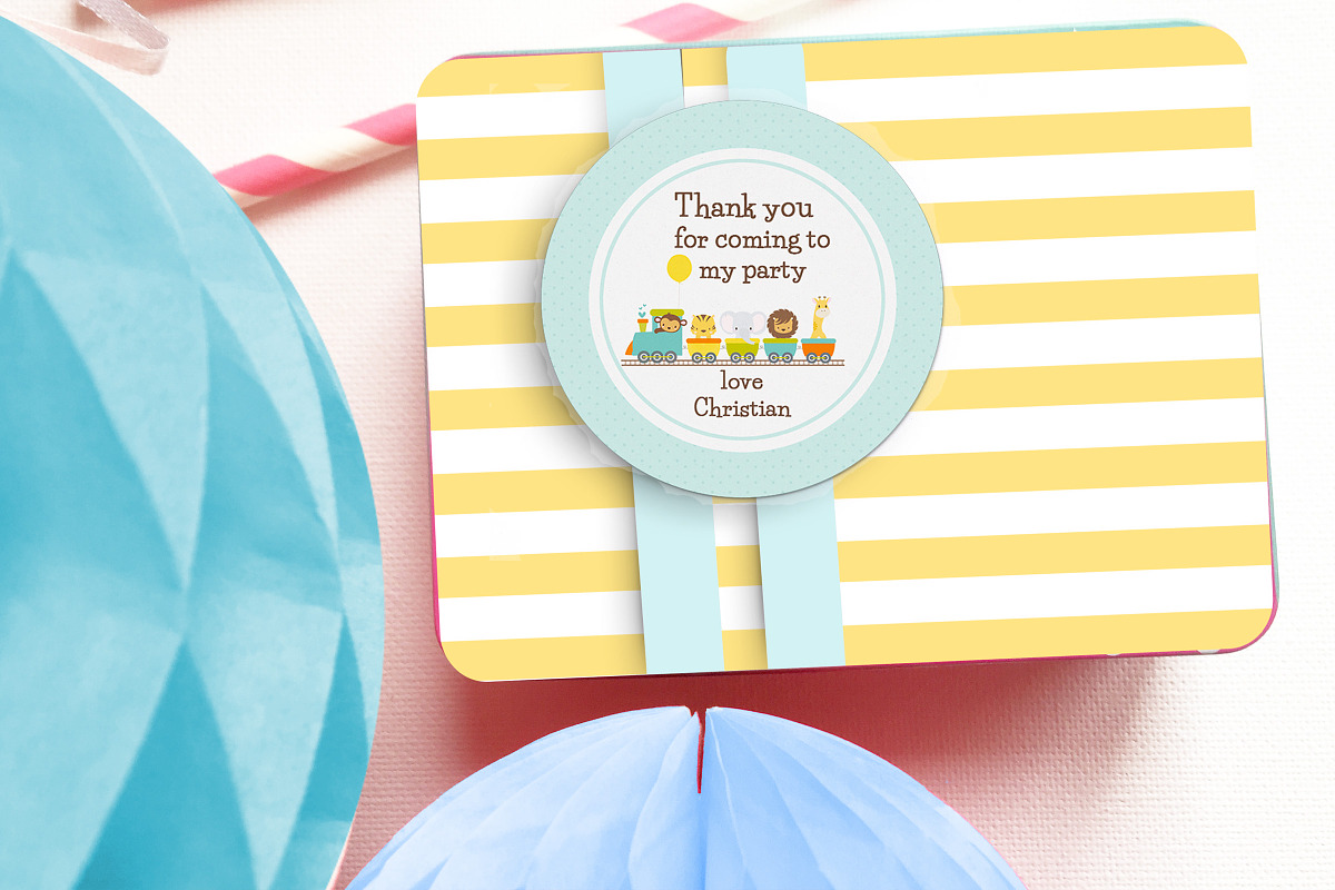Cute Jungle Train birthday invite, an Invitation Template by ThePaperOwl (Photo 3 of 3)
