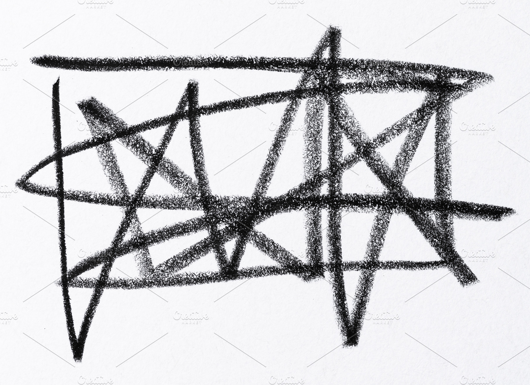 A chaotic intersection of thick black lines drawn in bold pencil, an Abstract Photo by ndanko