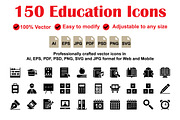 Education Glyphs Icons, a Solid Icon by Vector Stall (Thumbnail 1 of 4)