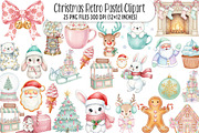 Retro Pastel Christmas Clipart PNG, an Illustration by SinaCreation (Thumbnail 1 of 7)
