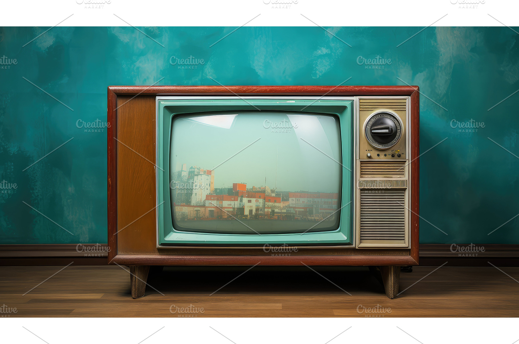 portable old tv with antenna ai, a Background Photo by pikepicture