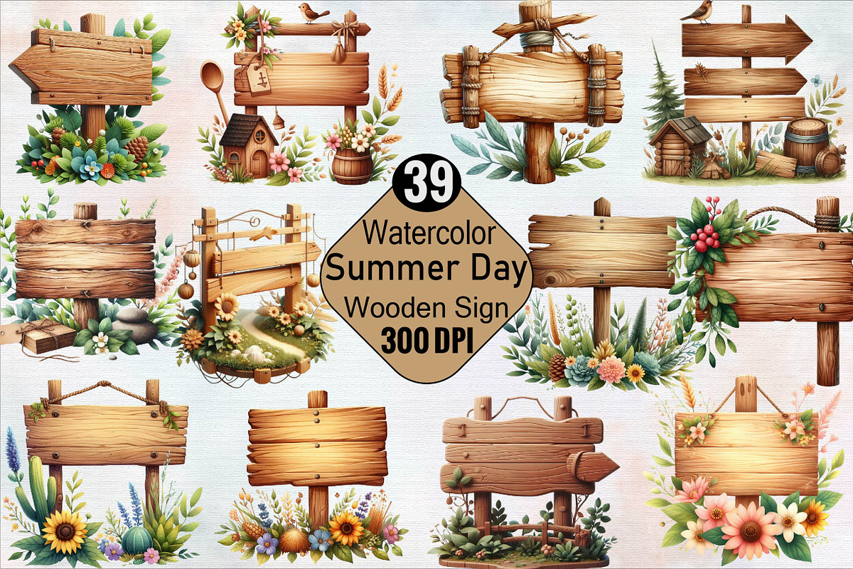 Summer Day Wooden Sign Sublimation C, an Illustration by SVGArt (Photo 1 of 8)