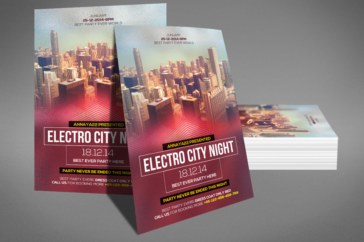 Electro City Nigh Flyer, a Flyer Template by Graphic Templates (Photo 4 of 4)
