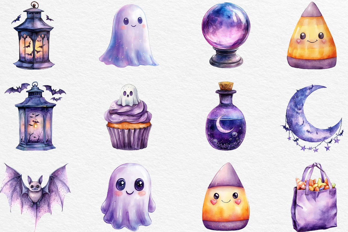 Watercolor Lavender Halloween, an Illustration by Black Bird Studio (Photo 5 of 6)