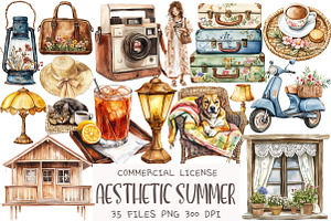 Brown Aesthetic Summer Clipart, an Illustration by OK Design