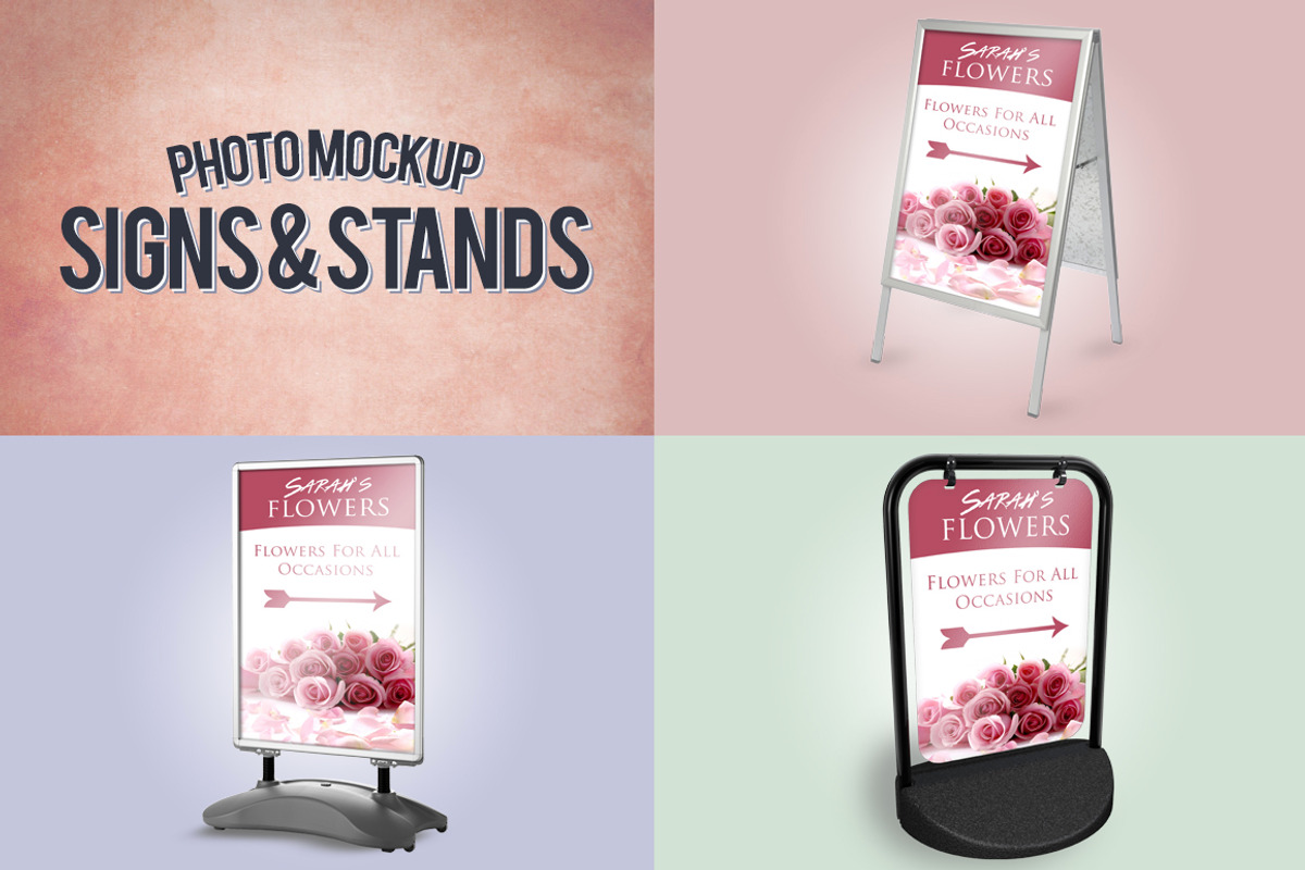 Signs & Stands Photo Mockup, a Mockup by Exit3 (Photo 1 of 2)