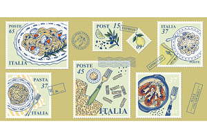 Italian pasta postage stamp