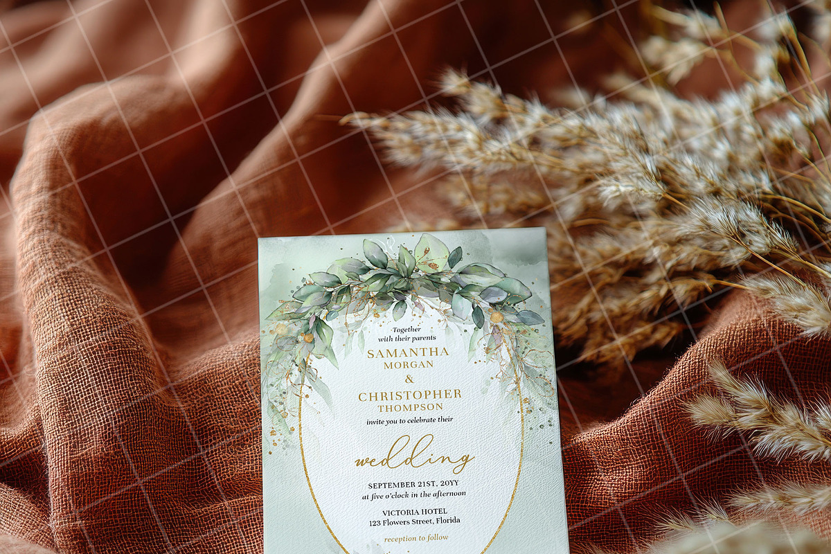 Boho 5x7 Invitation card mockup PSD, an Advertising Mockup by Blush Roses Print (Photo 5 of 8)