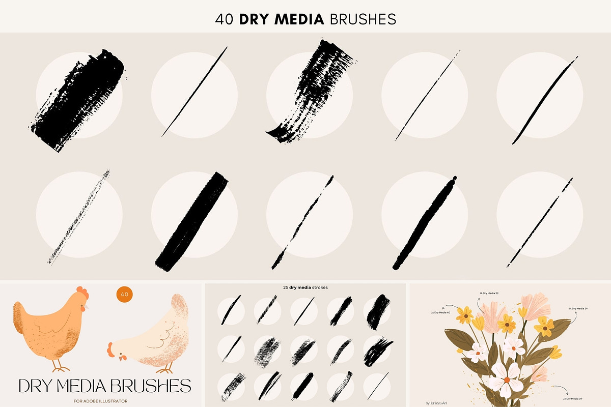 150 Illustrator Brush Bundle, a Brush Add-On by Jenteva Art (Photo 7 of 19)