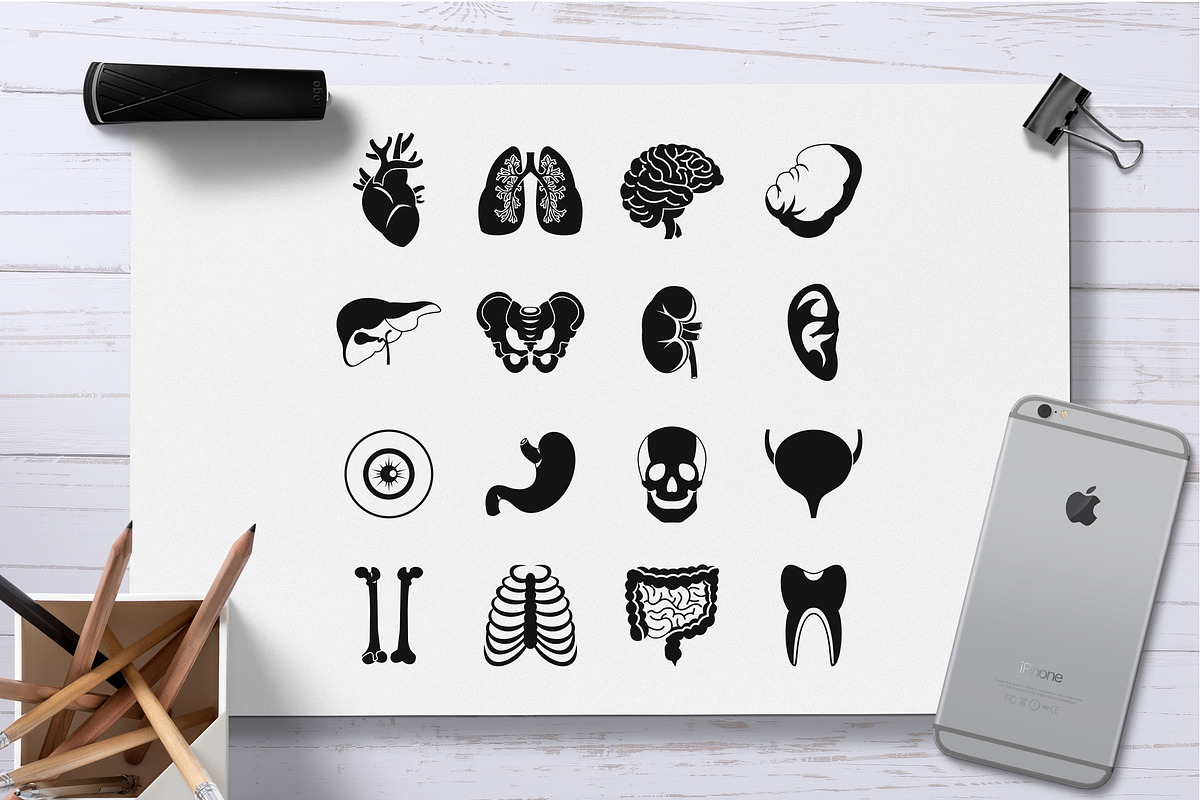 Human organs icons set, simple style, an Icon by Ylivdesign
