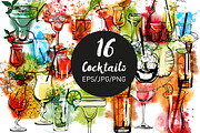 Cocktails watercolor & vector, a Food Illustration by Tatiana Davidova (Thumbnail 1 of 4)
