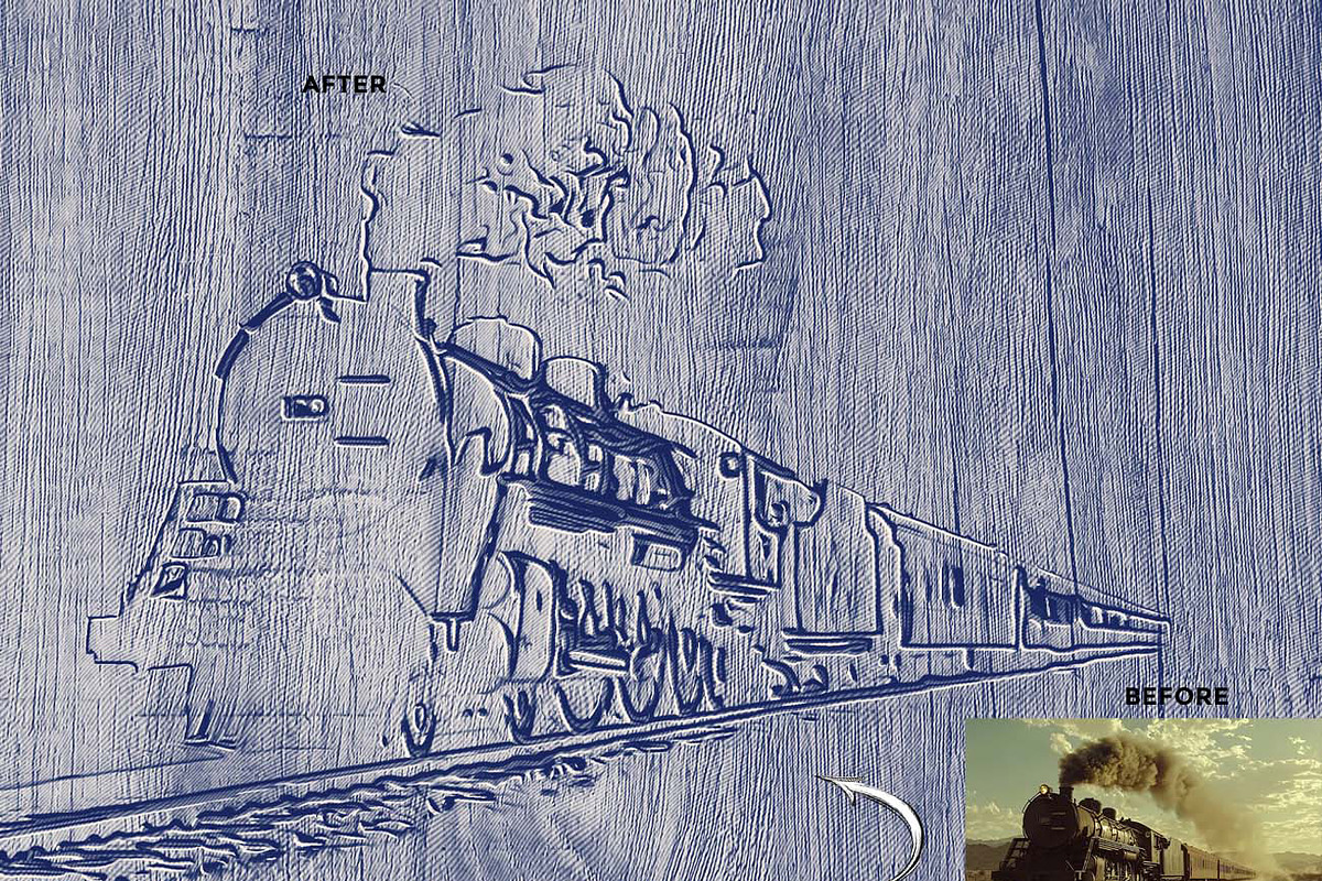 WOODCUT ENGRAVING SKETCH FX, an Action Add-On by Studio Retouch (Photo 5 of 13)