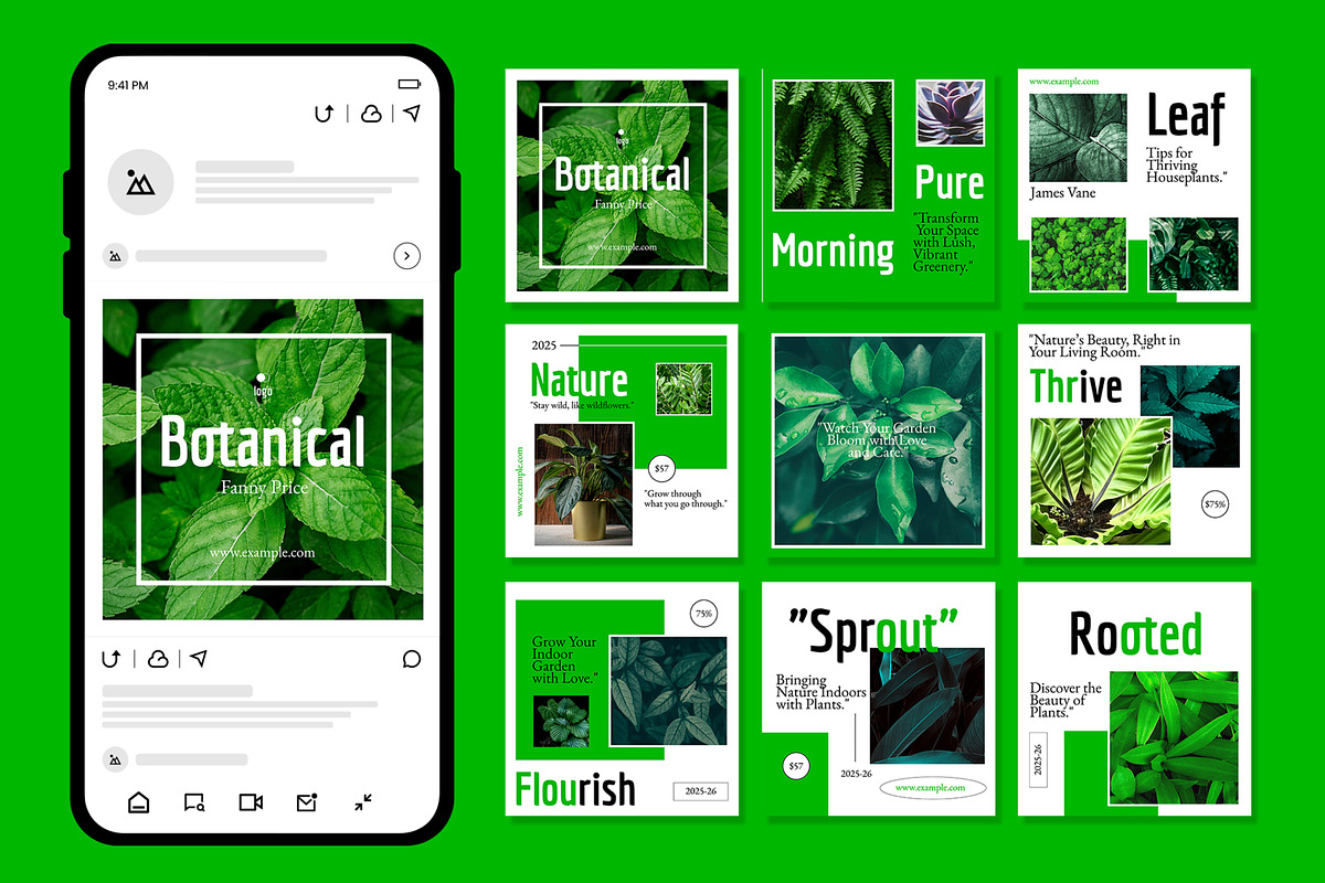 Botanical Social Media Post Layout, an UI Kit Template by CreativeShaper (Photo 1 of 3)
