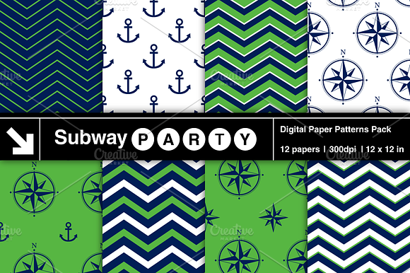 Nautical Navy & Green Papers v2 preview 2