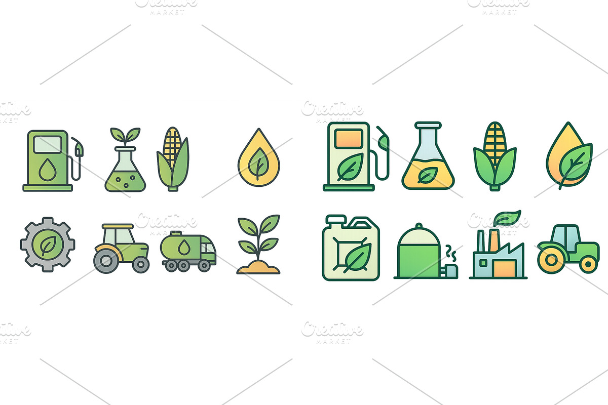 Icons representing renewable energy, an Illustration by ZinetroN
