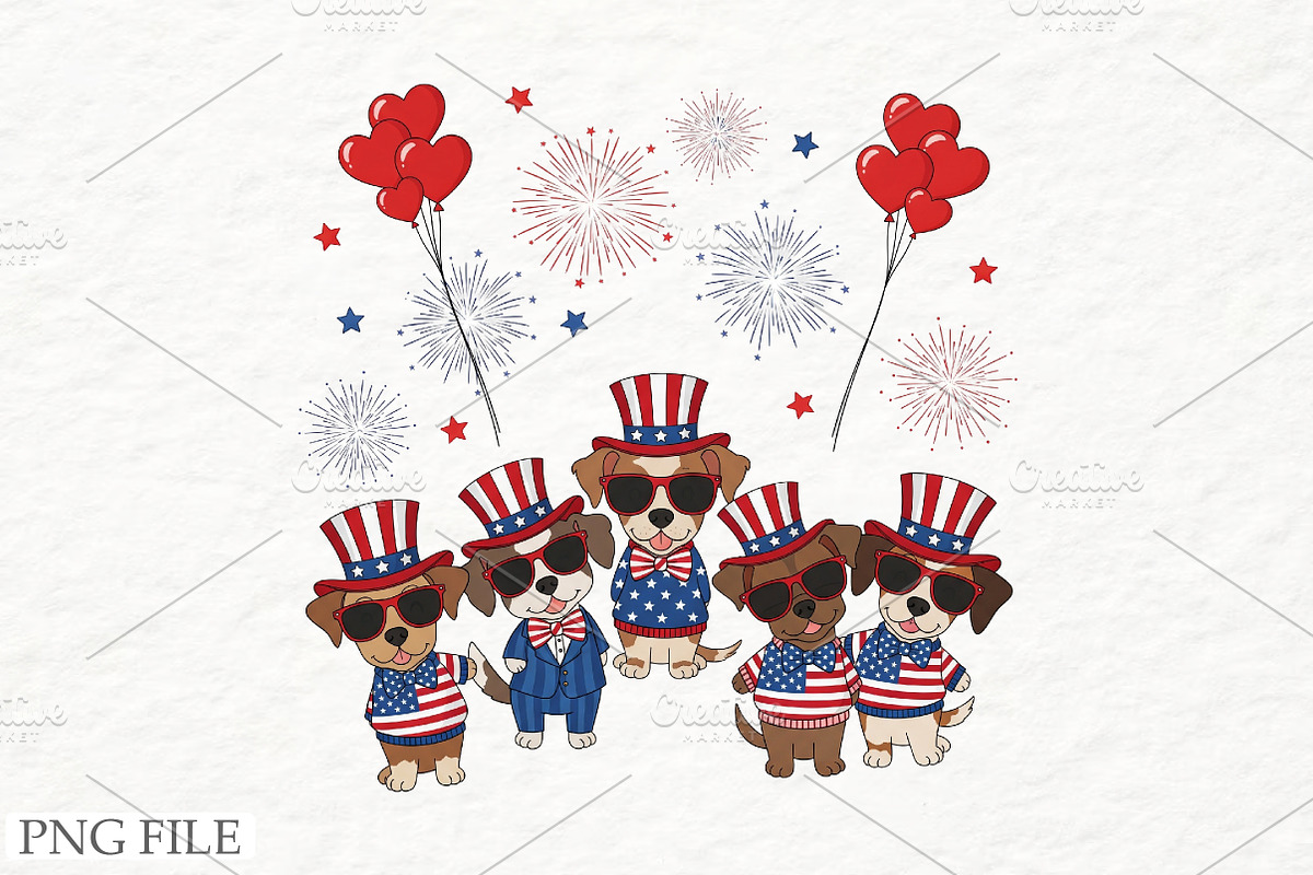 4th of July Patriotic Dog T-Shirt, an Illustration by Watercolor design (Photo 1 of 3)