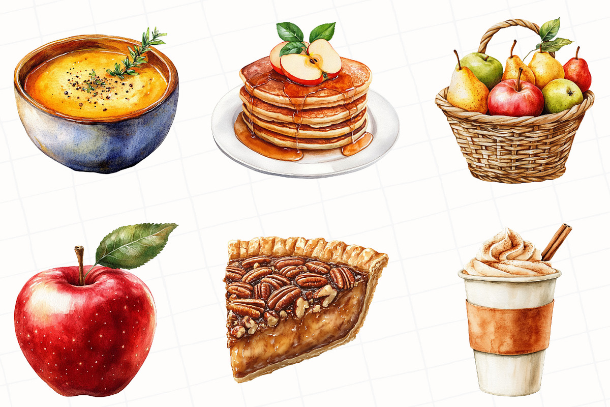 Watercolor Autumn Food clipart, an Illustration by OK Design (Photo 3 of 5)