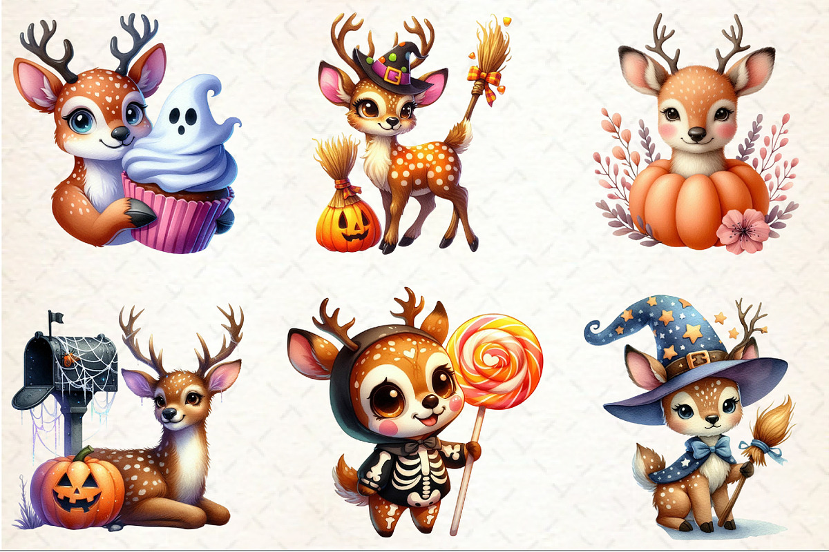 Cute Halloween Deer Clipart, an Illustration by Rose Art (Photo 3 of 3)