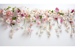 summer hanging flowers on white ai, a Nature Photo by pikepicture