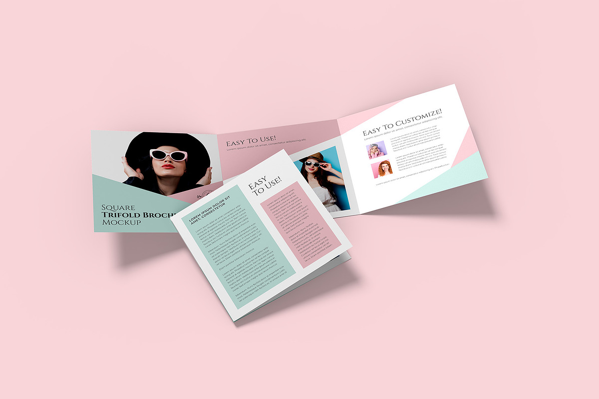 Square Trifold Brochure Mockup, a Books & Magazine Mockup by Illusiongraphic (Photo 10 of 28)